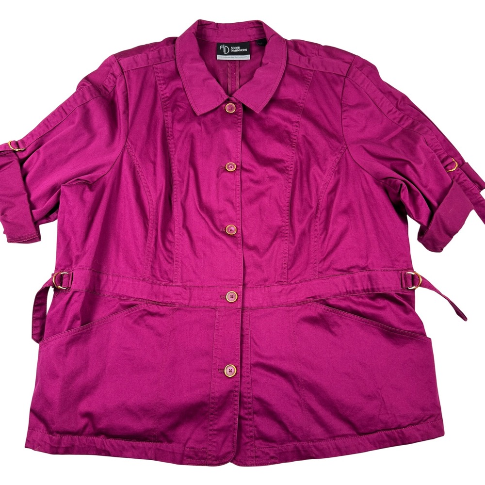 Added Dimensions Catherines Women 3X Pink Short Sleeve Button Up Blouse